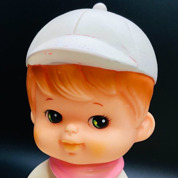 Vintage LOT of 60s Kitsch Squeaky Toys Little Boy -Teddy Bear with Baby Blanket - Picture 4 of 10